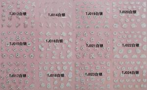 Quality Nail Art Stickers,Nail Art Decals, Water Slide Nail Stickers, (TJ013-024 white silver) wholesale