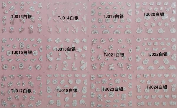 Nail Art Stickers,Nail Art Decals, Water Slide Nail Stickers, (TJ013-024 white