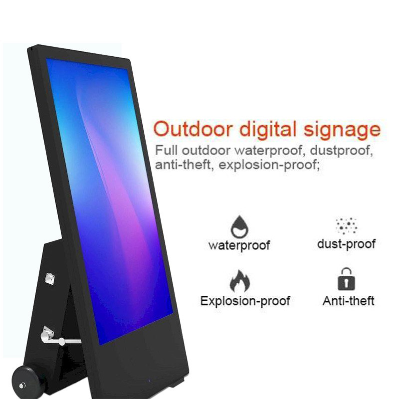 Outdoor Movable Digital Display Totem Advertising Signage Waterproof IP65 Super Thin