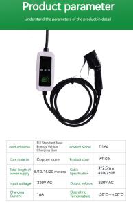 Quality Portable EV Charger 16A AC Current For Electric Vehicle Charging Station 3 Phase wholesale