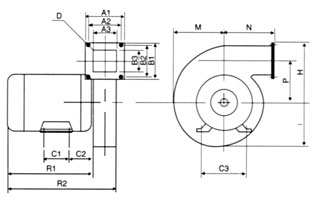Low in noise centrifugal air-blower