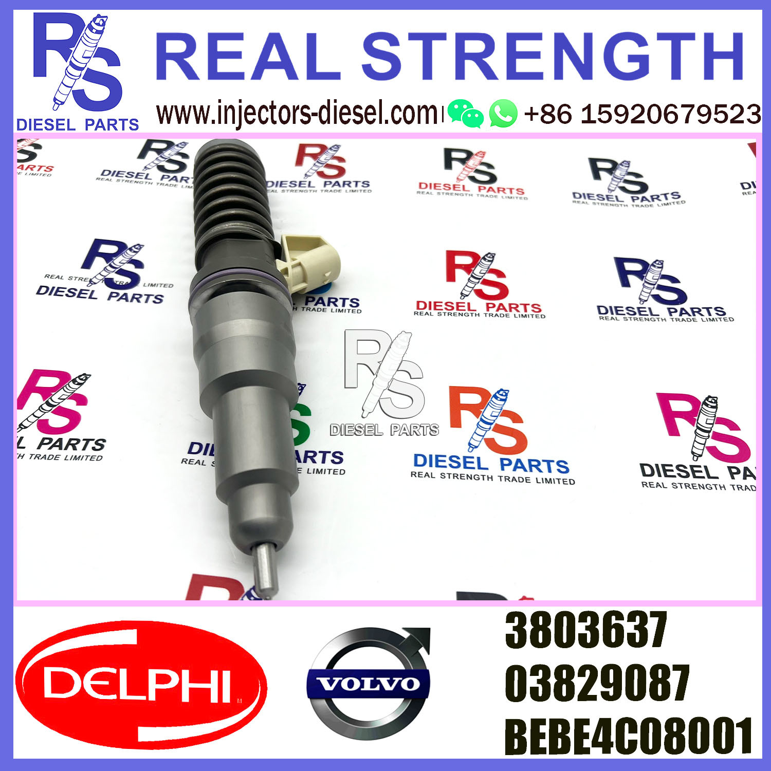 DELPHI 2pin injector 3803637 03829087 BEBE4C08001 Diesel pump Injector V-O-L-V BEBE4C08001 E1 for 16 LITRE INDUSTRIAL