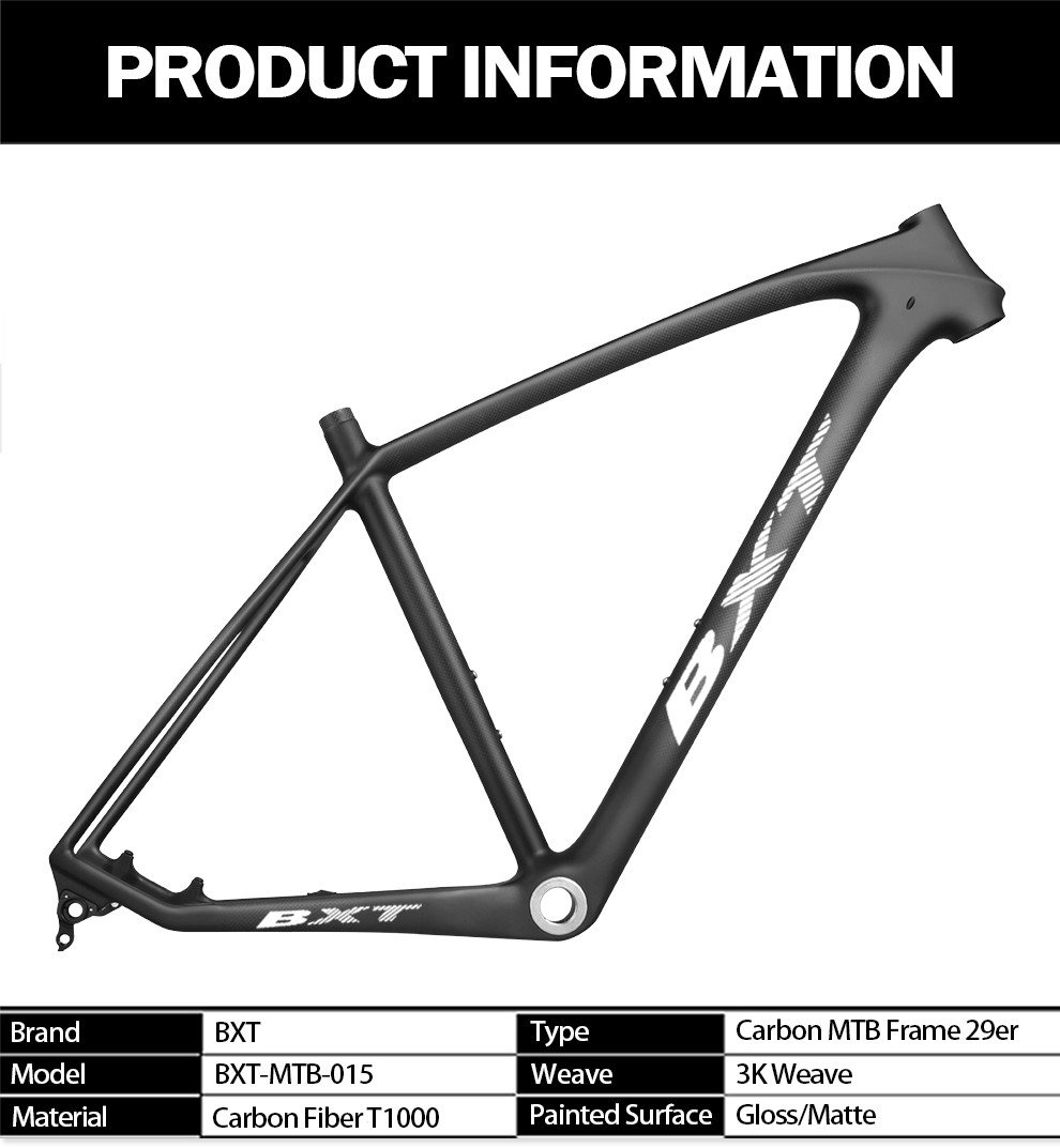 Full Carbon Fiber Mountain Bike Frame Hardtail 29er Gloss Matte Black MTB Bicycle Frame