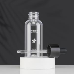 Quality 80ml Round Base Makeup Pet Cosmetic Bottle With Black Dropper wholesale