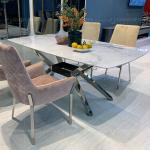 Home Furniture Marble Top Stainless Steel Dining Table 78inchx40inchx30inch