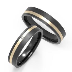 Quality Simple And Fashion Black Titanium Metal Ring Jewelry With IP Gold Ring Inlaid With Zircon wholesale