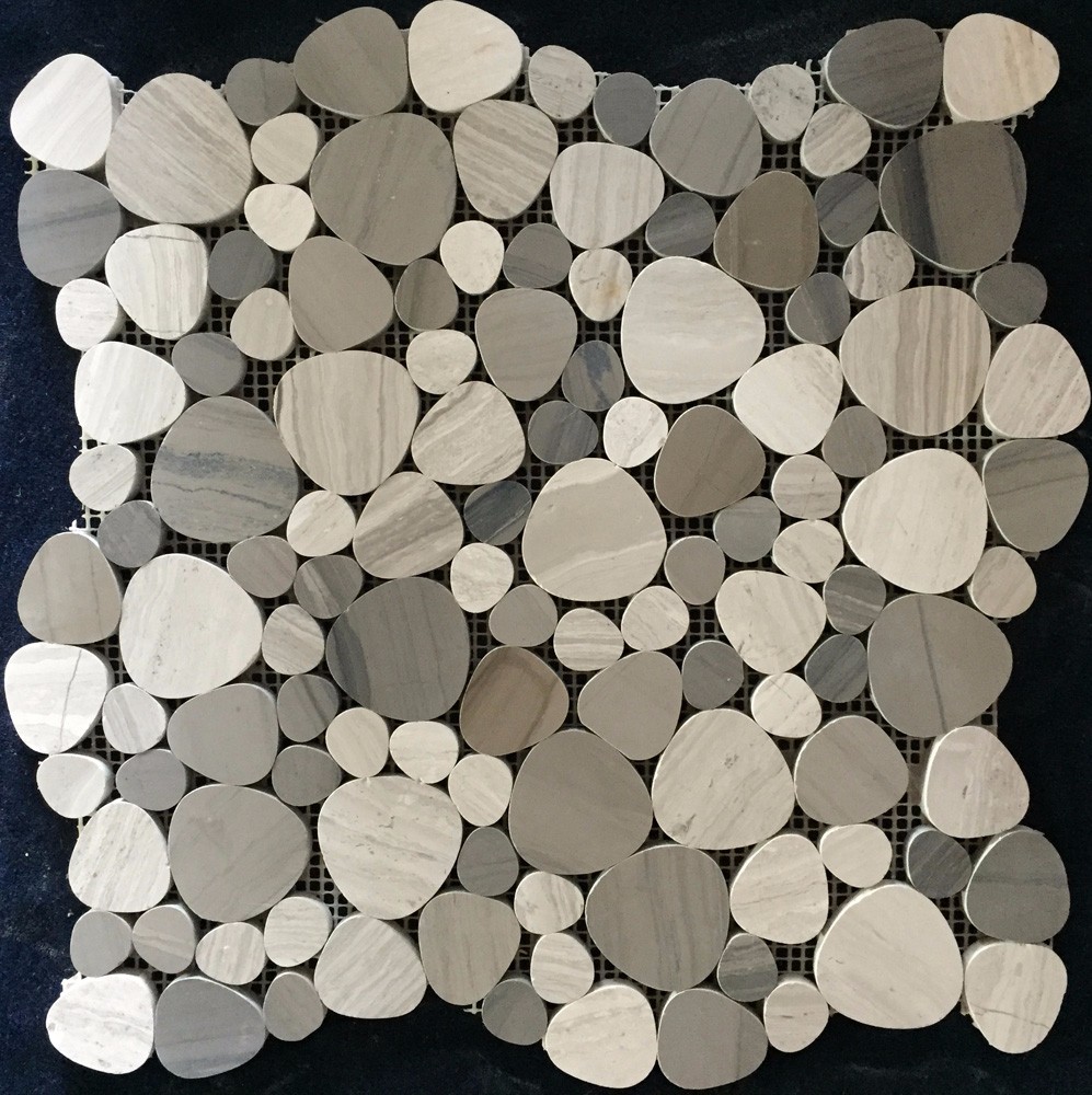 White Black Penny Grey Mosaic Floor Tiles , Various Patterns Stone Brick Mosaic Tiles