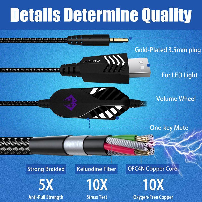 2.2m Wired Communication Gaming Headphones G9000 Pro for Xbox One PC PS5 VR 20-20000Hz