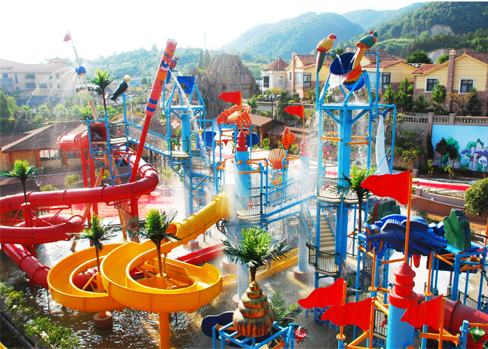 Anti UV Aqua Playground Commercial Fiberglass Water Slides