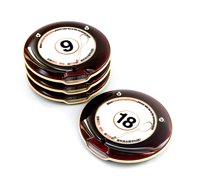 Hot sale easy operation wireless coaster pager system 1 transmitter with 10 wireless small buzzer