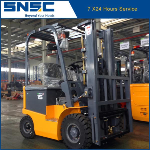 Fb15 Battery Powered 1.5 Ton 4 wheel electric forklift trucks With Free Spare