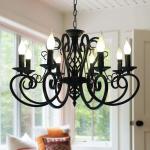 Vintage Wrought Iron Chandelier Candle Light Black Metal country chandelier(WH