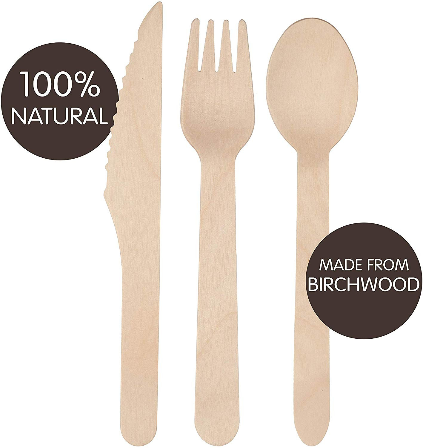 Wooden Silverware Natural Birchwood Biodegradable Cutlery Compostable