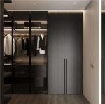 YALIG American Style Wooden Wardrobe Cabinet with Modern Glass Door Design NO