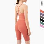 Thin Strap Sexy Backless Sports Bra 2 Piece Yoga Set Super High Waist Workout