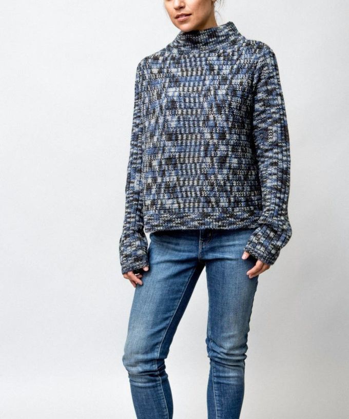 WOMEN'S 30% WOOL/70% ACRYLIC SPACE DYED KNITTED SWEATER