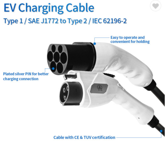 16a 1 Phase 32a Fast Car Charging Cable 5m Type 2 Charging Cable Coiled Cord