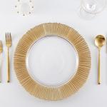 13 Inch Gold Rimmed Electroplated Crystal Glass Plates OEM
