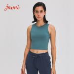 Women Raised Round Neck Yoga Sports Bras Push Up Shockproof Crop Tank Top