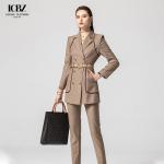 Polyester Fiber Women's Elegant 3 Piece Sets 2023 Office Formal Blazer Coat