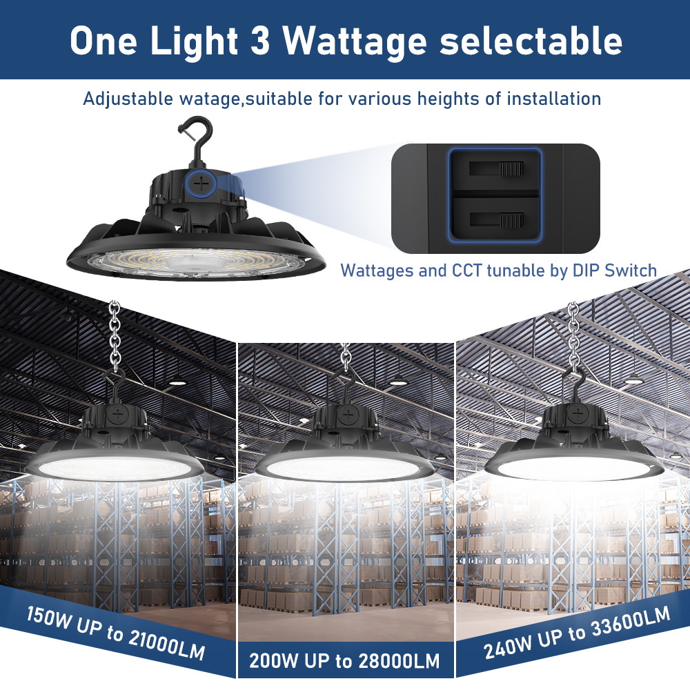 Industrial Workshops Warehouse LED UFO High Bay Light Dimmable 100W 150W 200W 240W Ip65