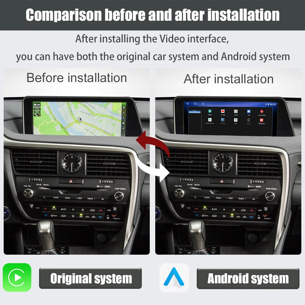 Android Auto Car Radio For LEXUS RX RX200 RX350 RX450 2016-2019 Vertical Screen wireless Carplay GPS Navigation Multimedia player Head Unit(high version)