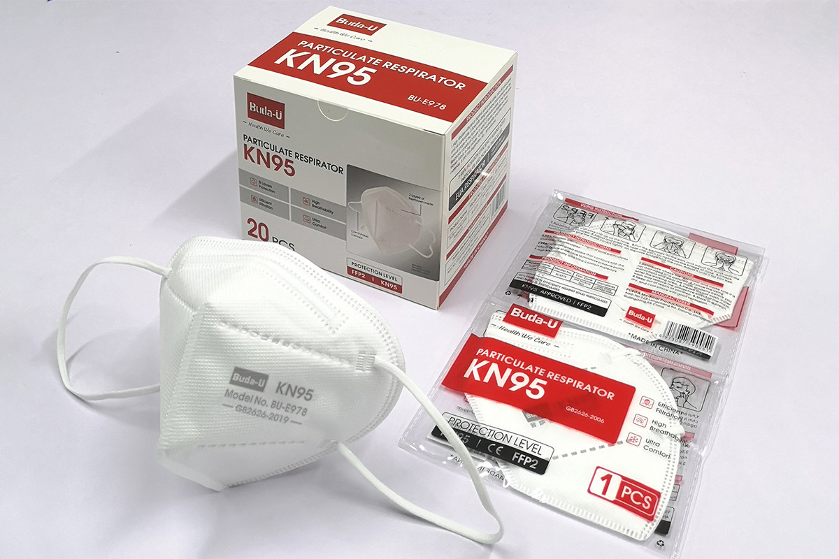 High Filtration Rate KN95 Particulate Respirator Mask 5 Layers With Earloops Embossing