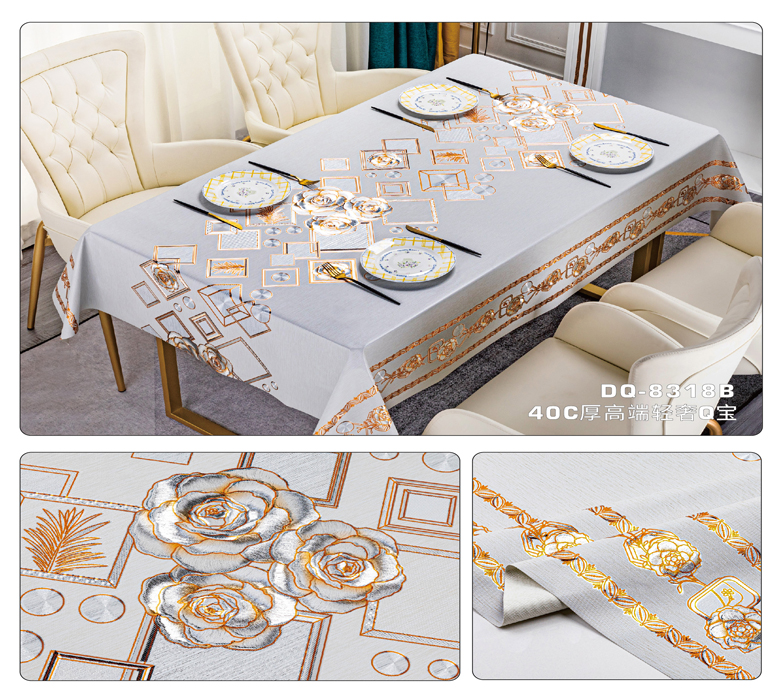 Printing Pattern Waterproof PVC Polyester Tablecloth Cover Roll for Rectangular Table