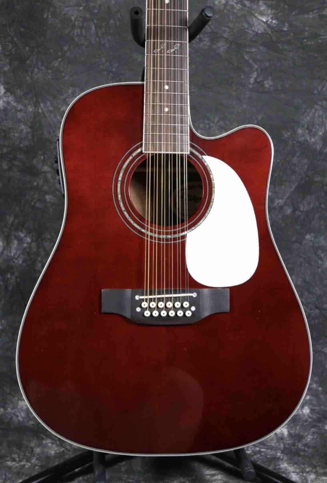 Grand 12 Strings 41'' Electric Acoustic Guitar Solid Spruce With Fishman 101 EQ Chrome Hardware Wine Red Color