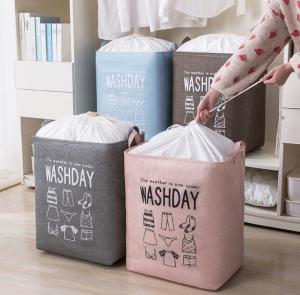 Quality White Kids Baby Cotton Canvas Fabric Storage Bin Dirty Cloth Toys Collecting Basket Set Foldable Custom Laundry Bags wholesale