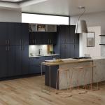 Country Kitchen Cabinets Matte Face Blue Color Tall PVC Kitchen Cabinet