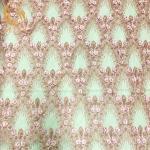 Pink 3D Flower Embroidered Lace Fabric For Wedding Dresses