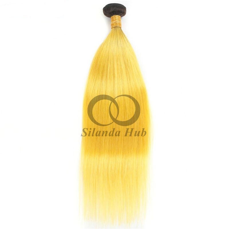 #T1B/Yellow Straight Remy Human Hair Bundles Sew In Weave Bundles Brazilian Bundle Deals