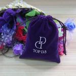 Purple Fabric Personalized Jewelry Pouches , tiny Reusable Drawstring Bags