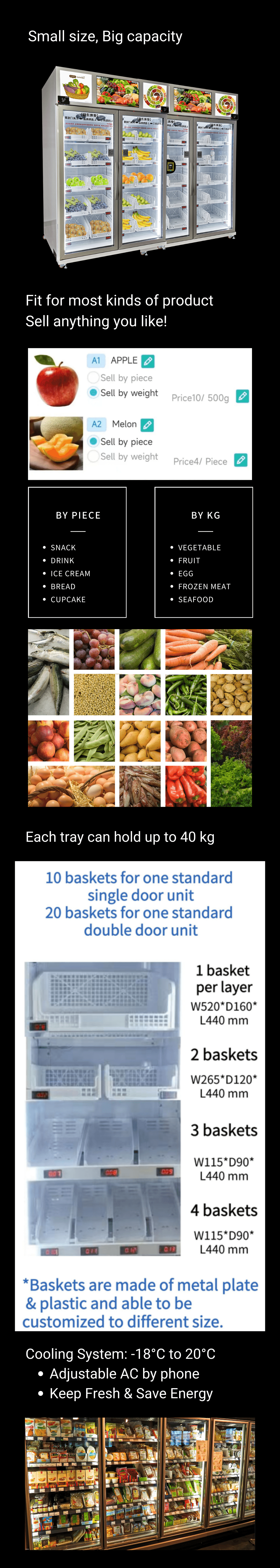 Vegetable vending machine fit for most kinds of product sell anything you like