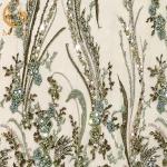 Green 3D Beaded With Applique Embroidey Lace Fabric For Home Textile
