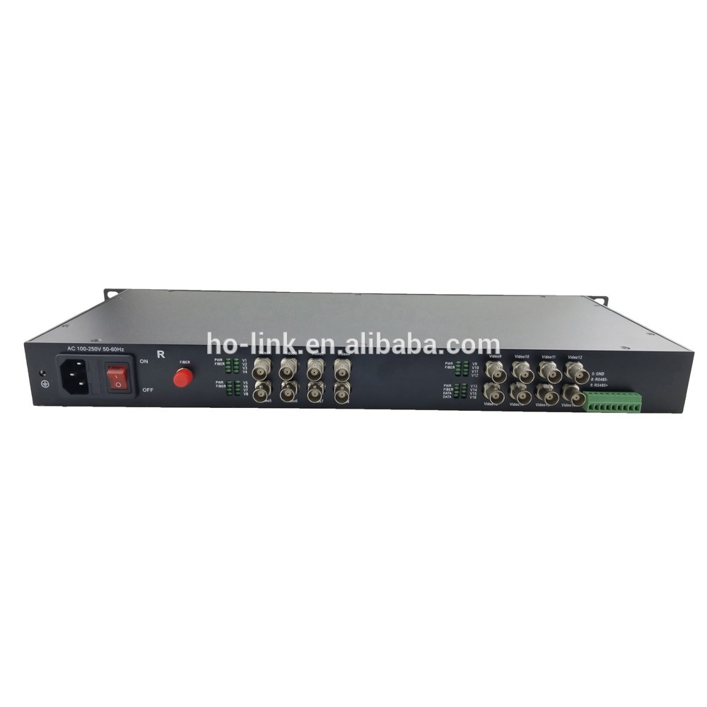 Audio/Video Solution 16ch uncompressed TVI/CVI/AHD 1080P fiber video converter with data