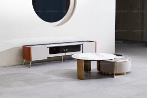 Quality White 85 Inch TV Stand Stone Top Two Doors Media Console wholesale