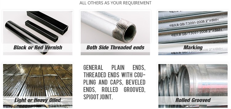 ERW Black Iron Pipe Schedule 40 Black Round Welded Galvanized Steel Pipe
