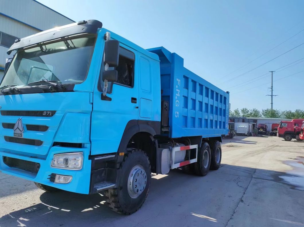 375HP Secondhand Truck 10tires Peacock Blue Sinotruck HOWO 6*4 Dump Truck