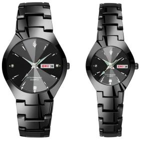 Quality 3ATM Quartz Couple Watches OEM Silvertone Luxury Couple Watches Date Function wholesale