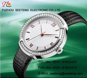 Quality WHOLESALE PU STRAP ALLOY CASE QUARTZ WATCHES WITH A LOTS OF DIAMOND wholesale
