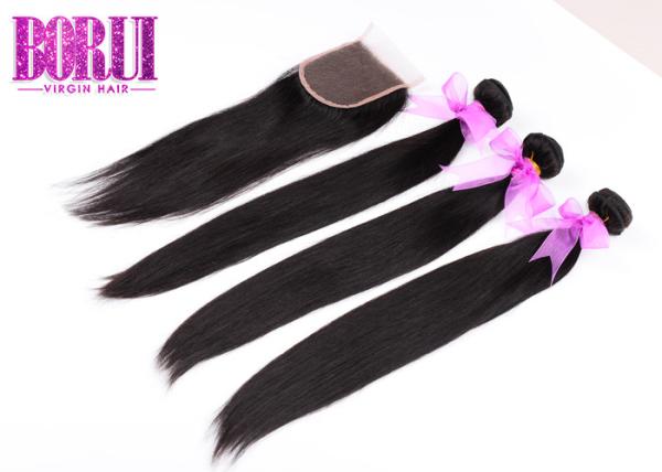 12a Malaysian Human Hair Unprocessed Straight Bundles With Closure Frontal