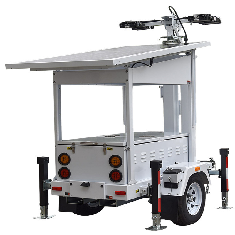 Renewable Energy Mobile Solar Light Tower with Manual Winch Mast Lifting Portable Light Tower Generator