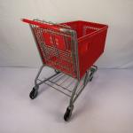 175L Red Semi Plastic Shopping Carts With 5" TPU Wheels Basket Shopping Trolley