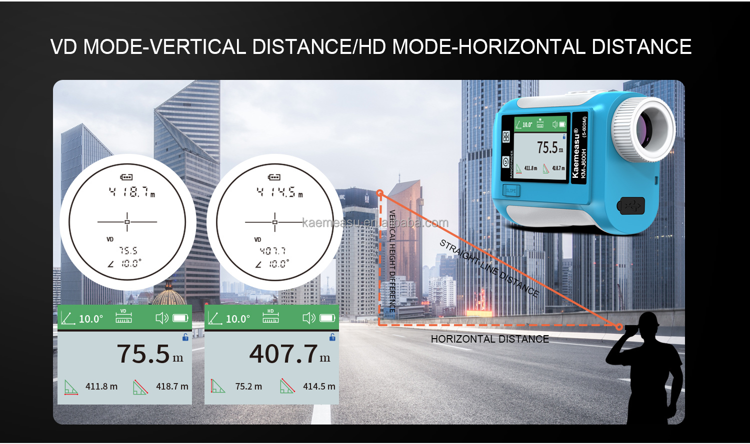 J800m Multifunction Laser Distance Meter Handheld Measure Level Calculate for Construction Golf Hunting