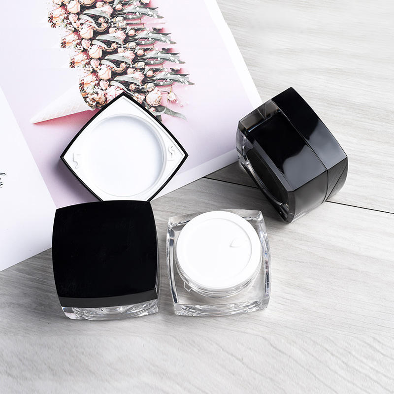 30g Black Square Acrylic Plastic Cream Container Jar For Uv Gel Cosmetic Packaging