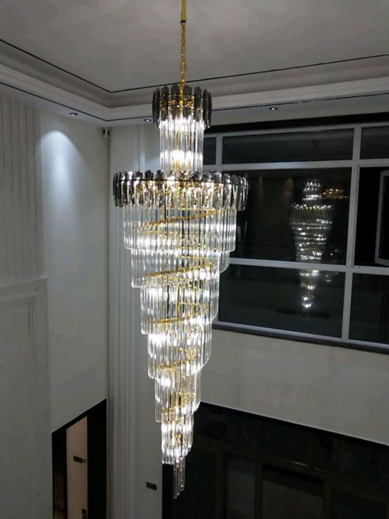Luxury crystal chandelier for staircase spiral design modern crystal lamp(WH-NC-95)