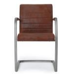 U Shape Microfiber Foam 850mm Metal Armrest Leisure Dining Chair