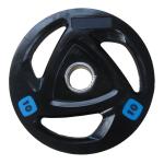 Black Tri Grip Barbell Rubber Dumbbell Weight Plate Gym Equipment